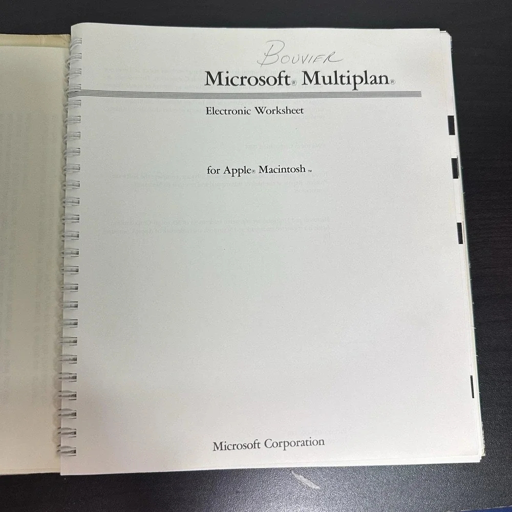 1984 Microsoft MULTIPLAN Manual Spreadsheet Macintosh 128K Vintage‎ Computing